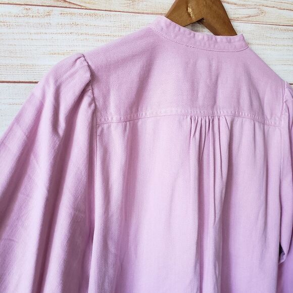 Point Sur/J. Crew Cotton Blend Twill Button Front Long Sleeve Shacket Pink - Picture 6 of 9